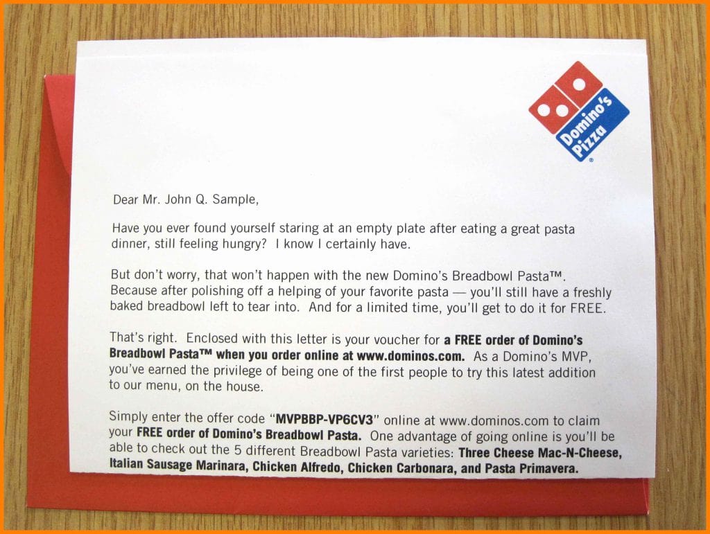 Dominos Direct Mail Example