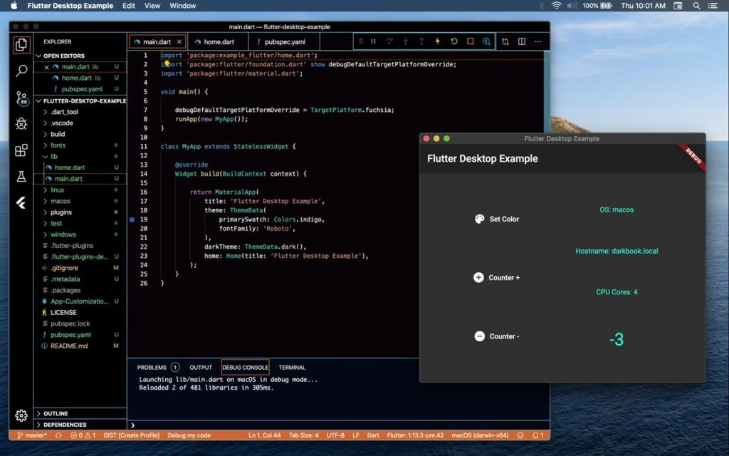 Flutter App On Desktop Screen