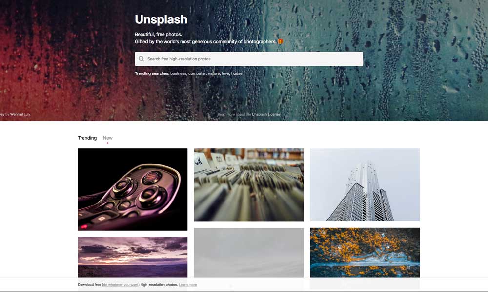 Unsplash Stock Photos Website