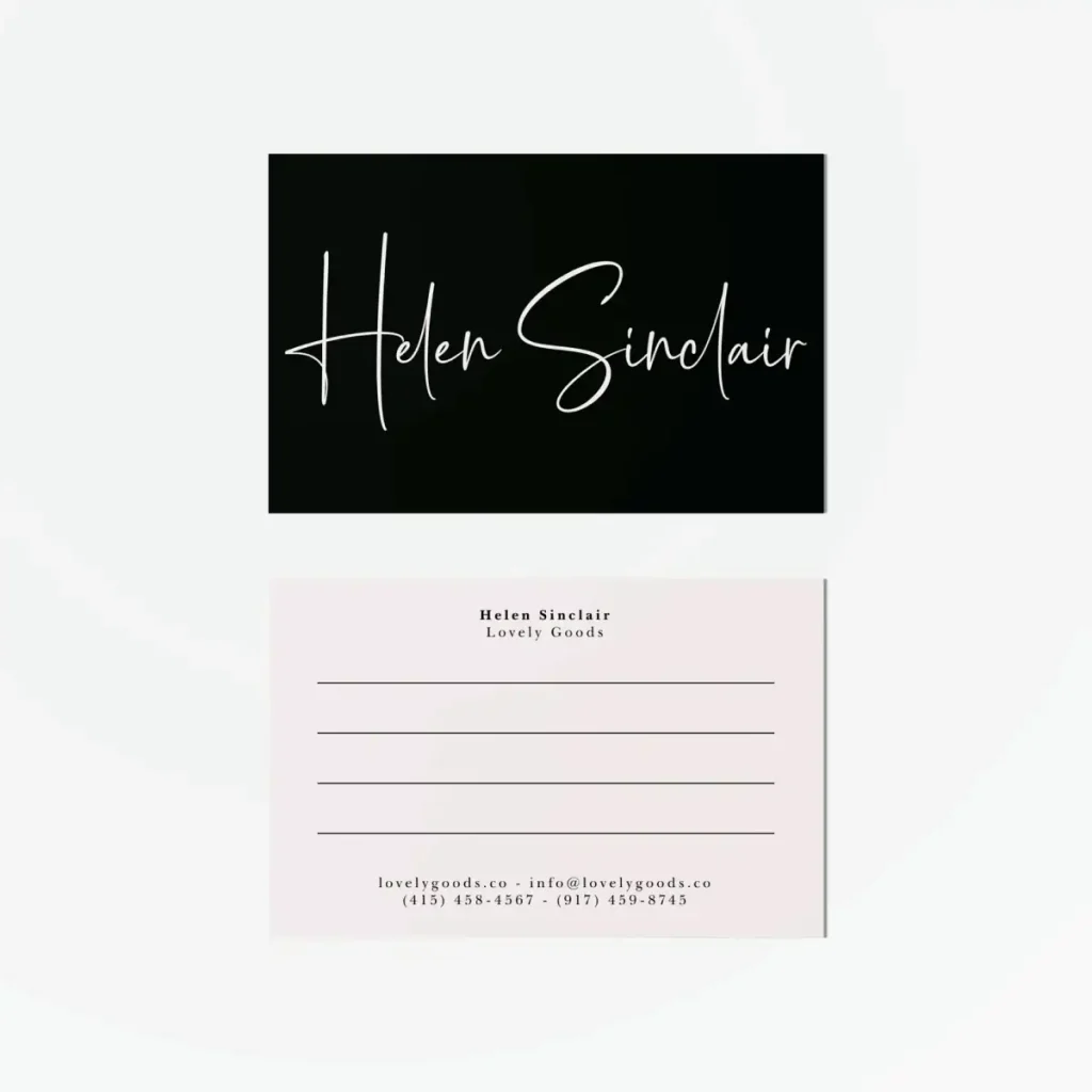Business Cards With Notes Section