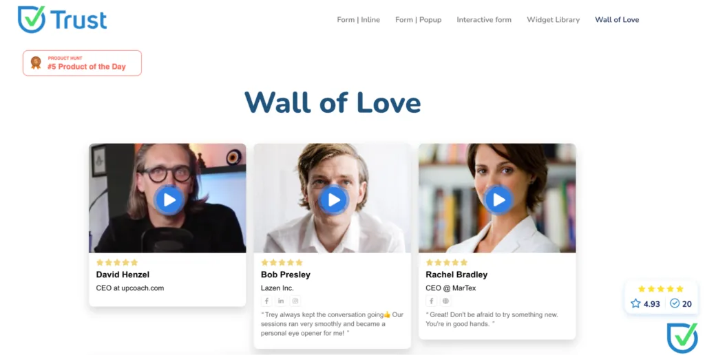 Interactive Testimonials Page