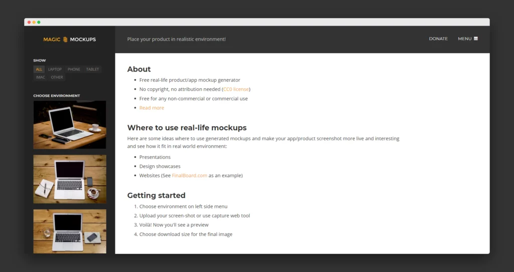 Magic Mockups Design Tool