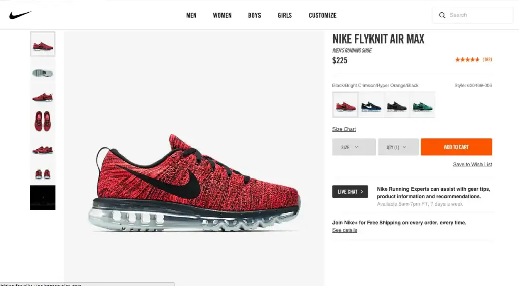 Nike Ecommerce Product Page
