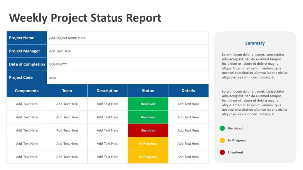 Project Status Report Template