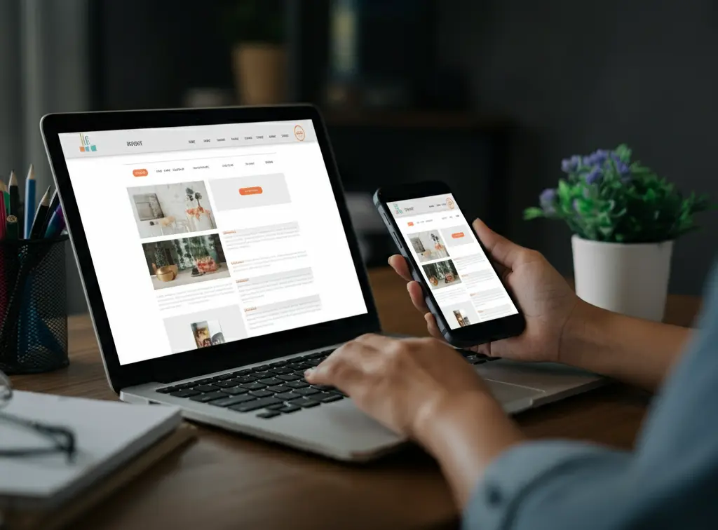 Responsive Ui Design Website On Mobile And Laptop