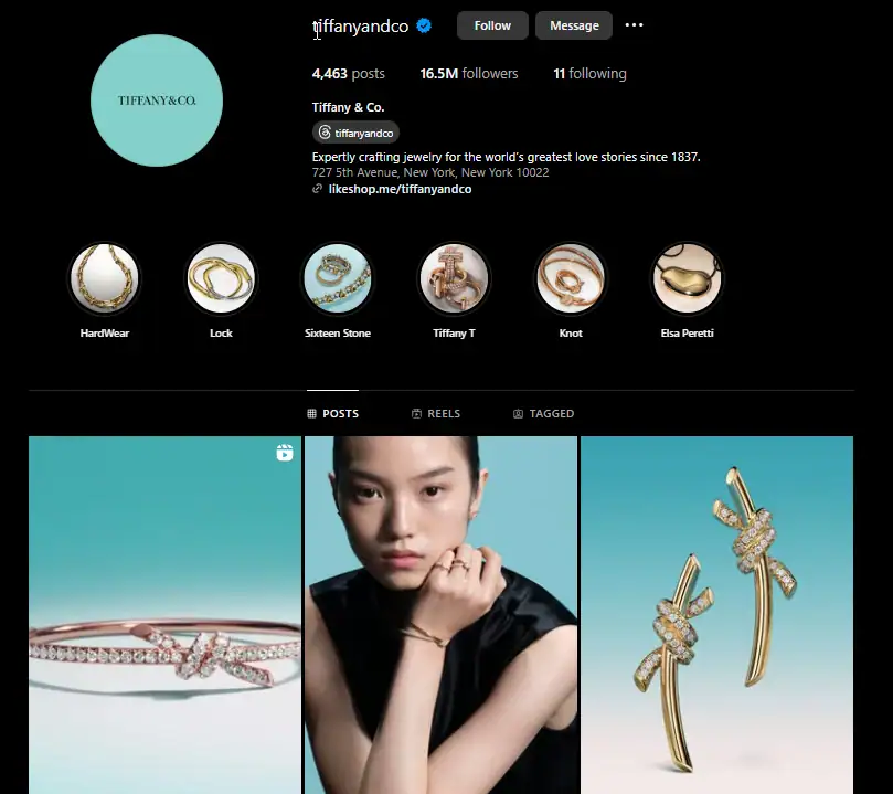 Tiffany On Instagram Visual Content Example