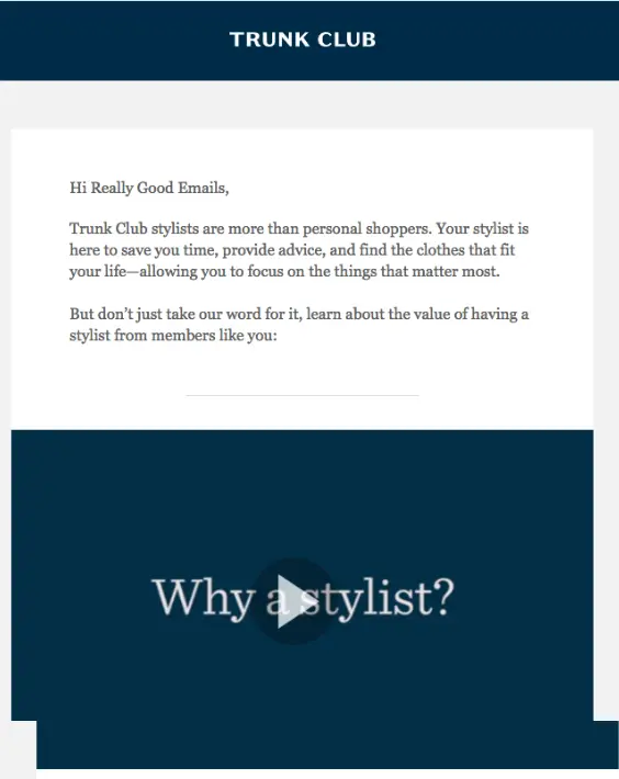 Trunkclub Email Video Marketing Example